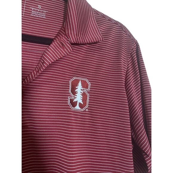 Antigua Stanford University Men Red Stripe Polo Shirt SZ Small Golf - Picture 2 of 5
